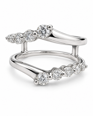 14K White Gold Graduated Diamond Contour Ring Jacket