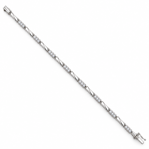 14K White Gold Diamond Bar Link Bracelet