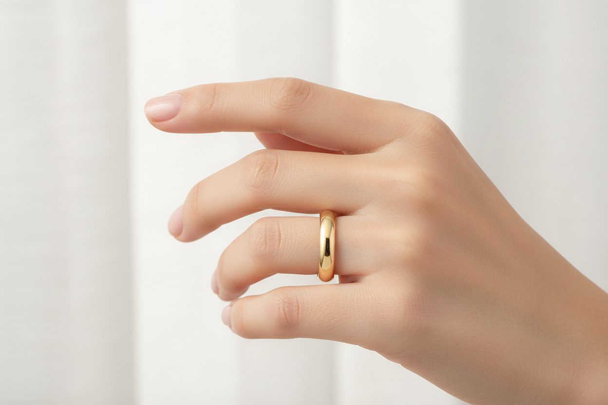 10K Yellow Gold Half – dome Band. 3.1mm