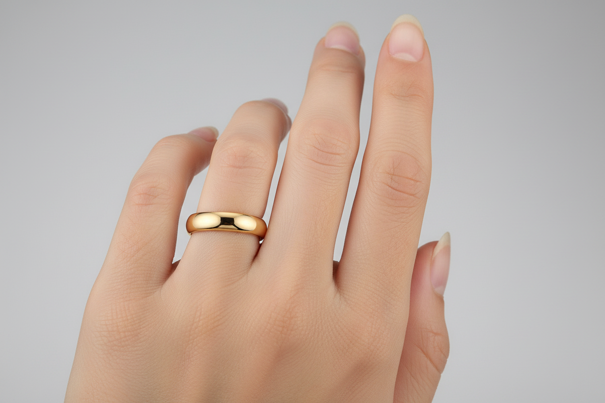 18K Yellow Gold Half – dome Band. 3.2gr 3.7mm