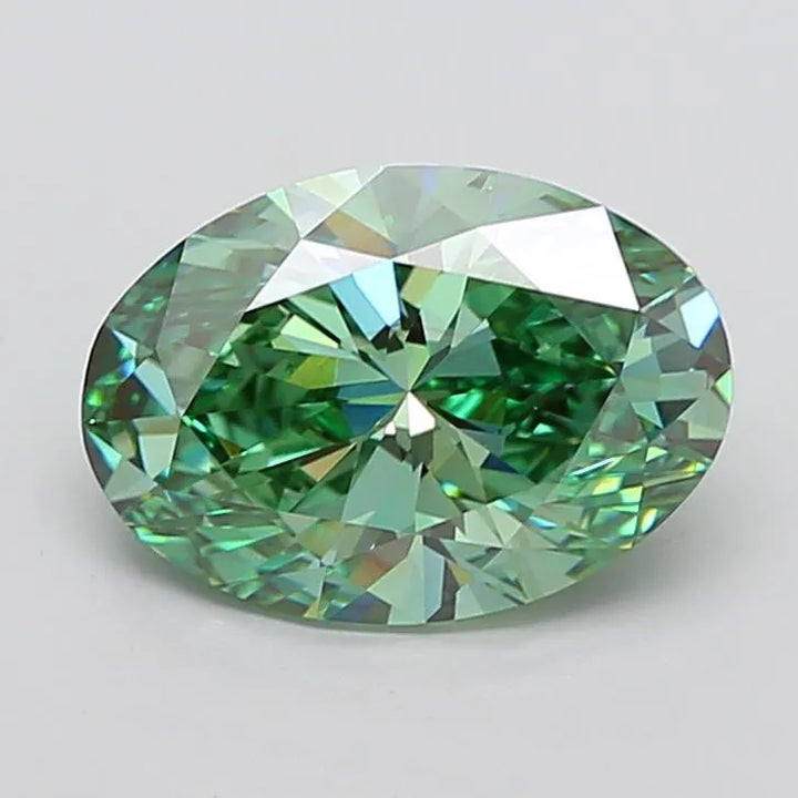 4.51ct Oval Lab Grown Diamond (Colour Fancy Vivid Green, Clarity VS1, IGI Certified)