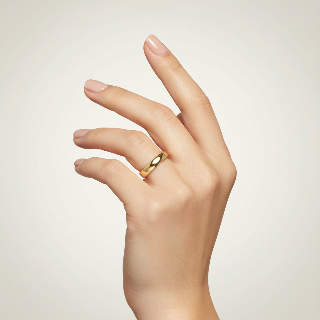 18K Yellow Gold Simple Half–Dome Band