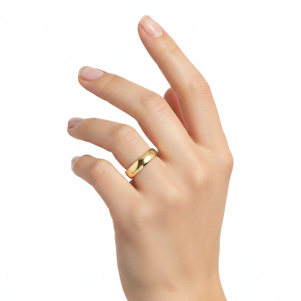 14K Yellow Gold Comfort Half Dome Band - 4.3mm