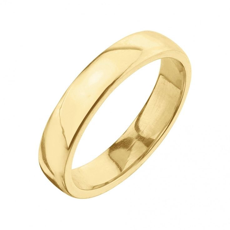 14K Yellow Gold Comfort Band Half Dome 4.3mm Size 7