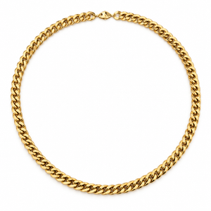 18K Yellow Gold Cuban Link Chain Necklace