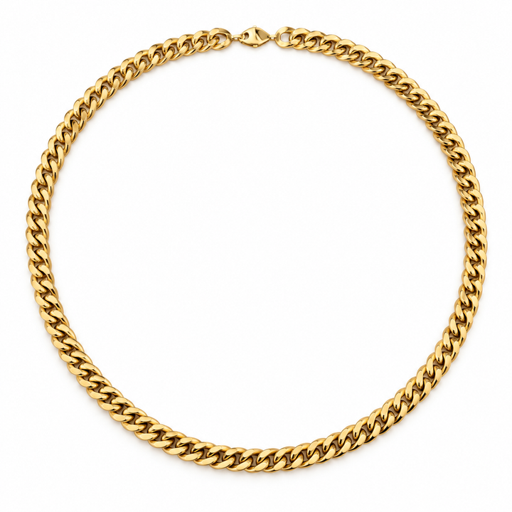 18K Yellow Gold Cuban Link Chain Necklace