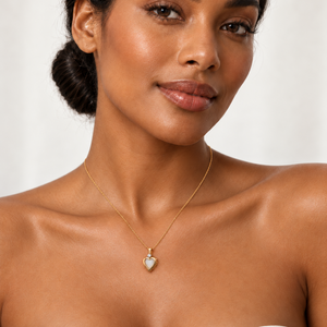 10K Yellow Gold Opal Heart with Diamond Accent Pendant