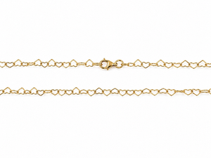 14K Yellow Gold Heart Link Chain Necklace 17"