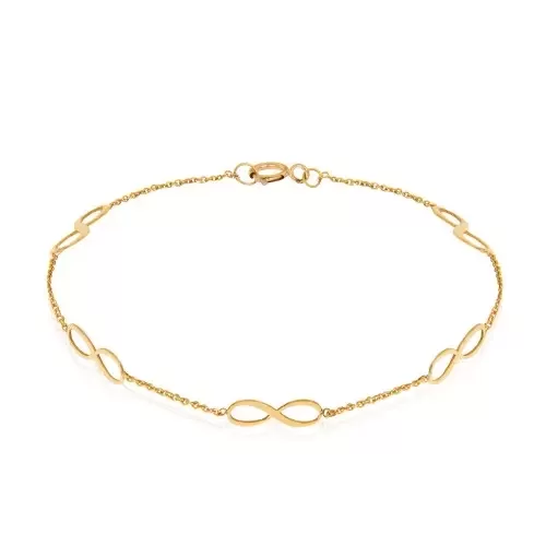 Yellow Gold Infinity Chain Bracelet with Extension.