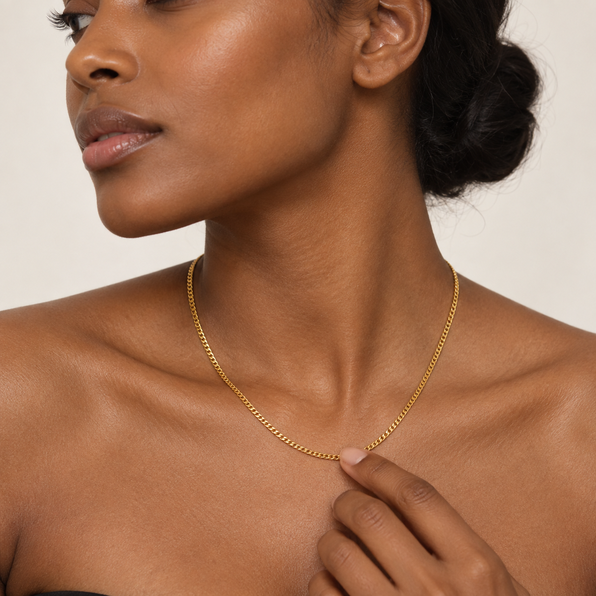 18K Yellow Gold Curb Chain Necklace