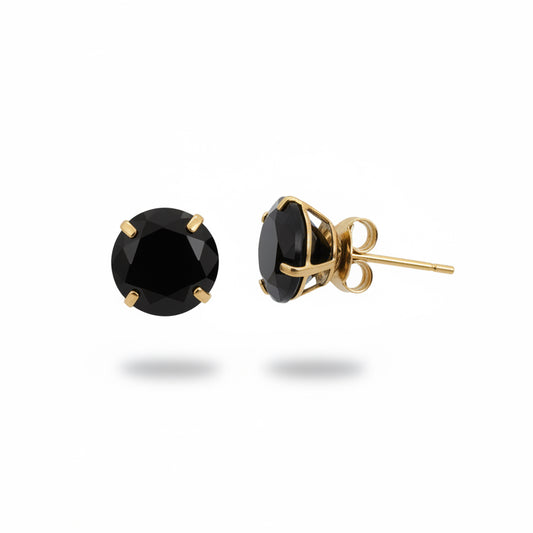 14 Yellow Gold Black Onix Stud Earrings