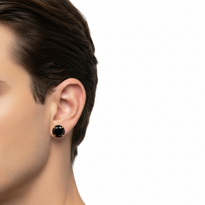 14 Yellow Gold Black Onix Stud Earrings