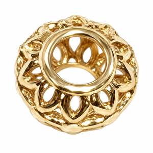 10K Yellow Gold Hollow Openwork Bead Charm 11mm x 6.5mm