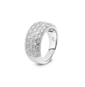 14K White Gold Classic Wide Multi Row Pavé Diamond Ring