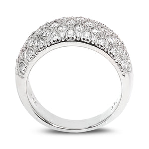 White Gold Classic Wide Multi-row Pavé Diamond Ring. 14k, TDW: 1.17ct, VS, FG