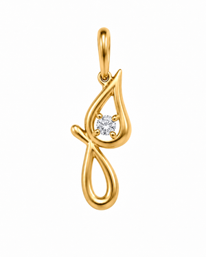 18K Yellow Gold Diamond Music Note Pendant 0.03ct