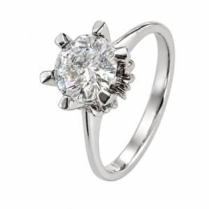 18K White Gold Six-Prong Round Solitaire Diamond Ring