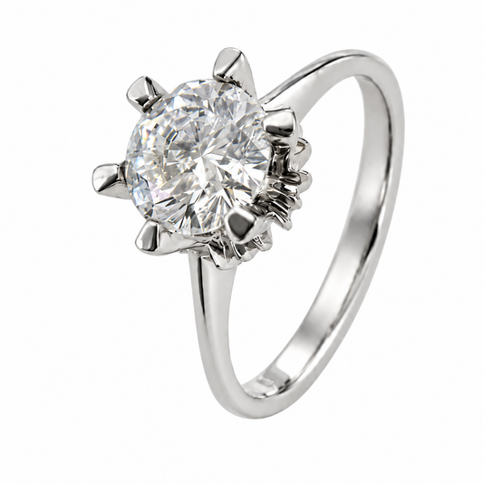18K White Gold Six-Prong Round Solitaire Diamond Ring
