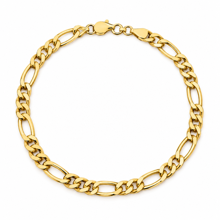 18K Yellow Gold Figaro Chain Bracelet
