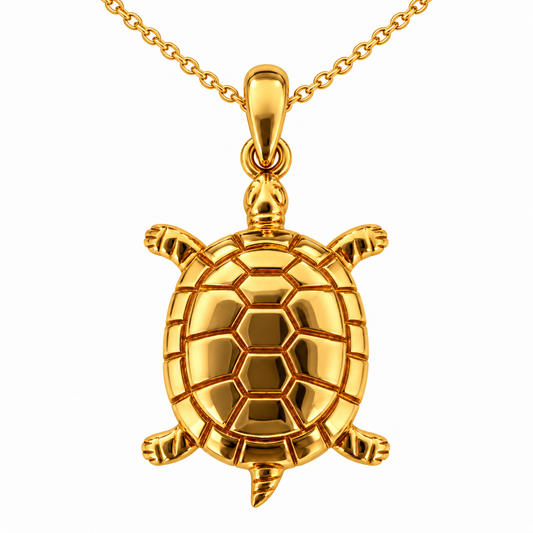 18K Yellow Gold Turtle Pendant