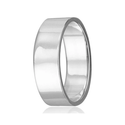 Sterling Silver 925 Plain Wedding Band Flat Ring 6mm