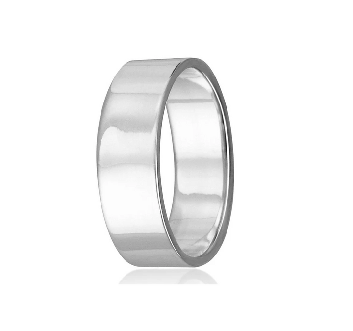 925 Sterling Silver Plain Flat Ring 8mm