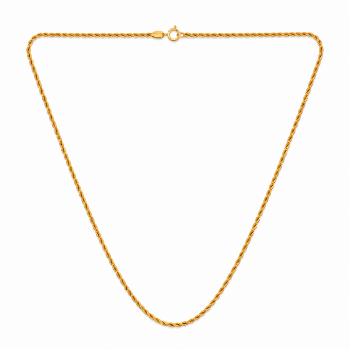18K Yellow Gold Rope Chain Necklace