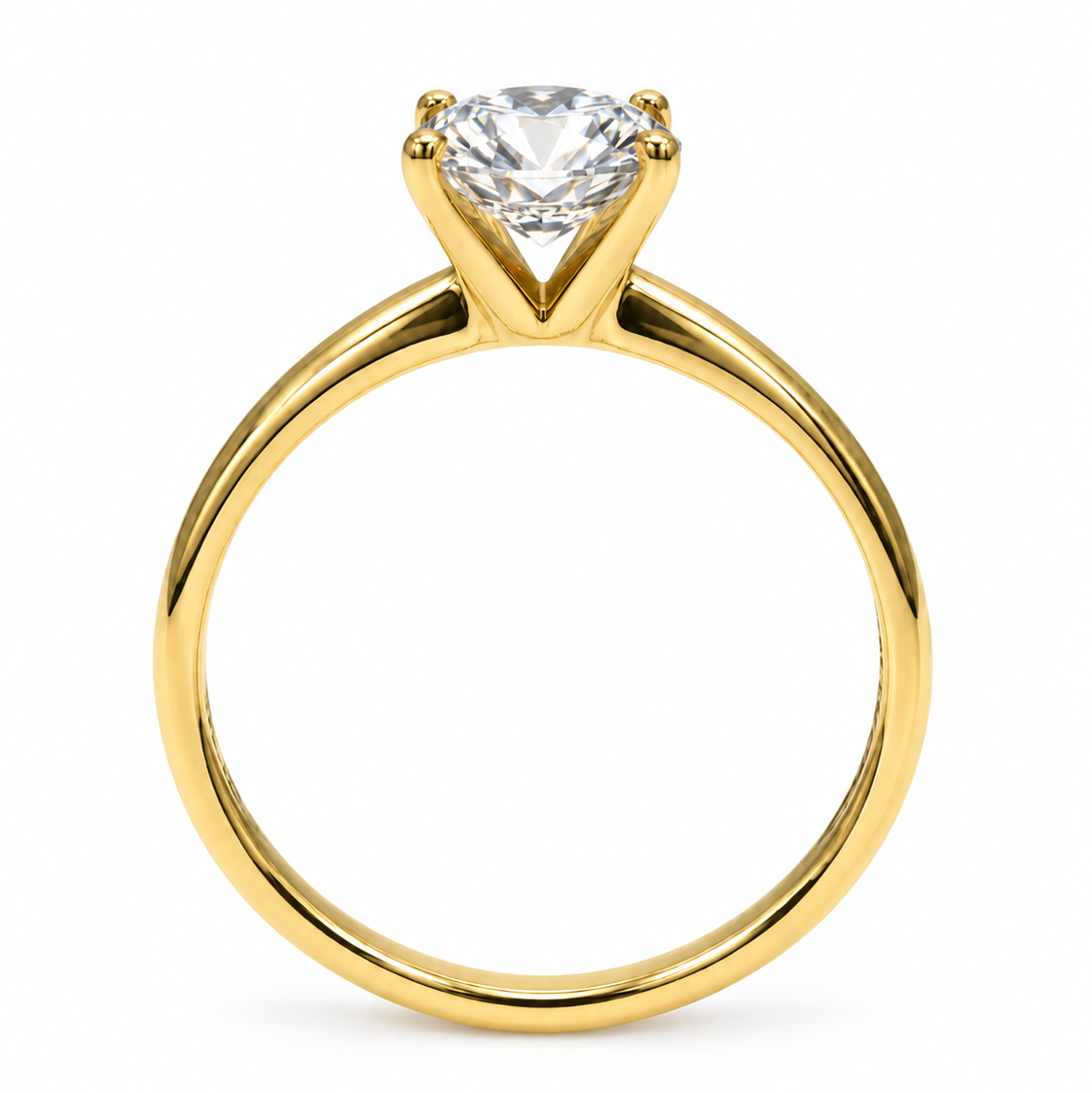 14K Yellow Gold Round CZ Solitaire Ring