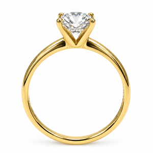 14K Yellow Gold Round CZ Solitaire Ring