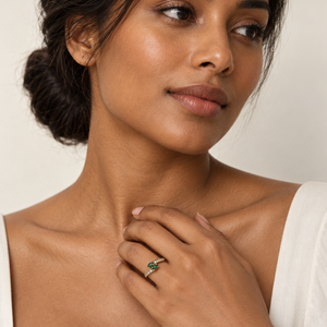 14K Yellow Gold Two-Stone Emerald & Diamond Bypass Ring