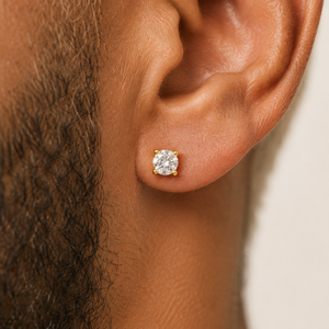 Gold Plated 925 Sterling Silver Round CZ Basket Stud Earrings