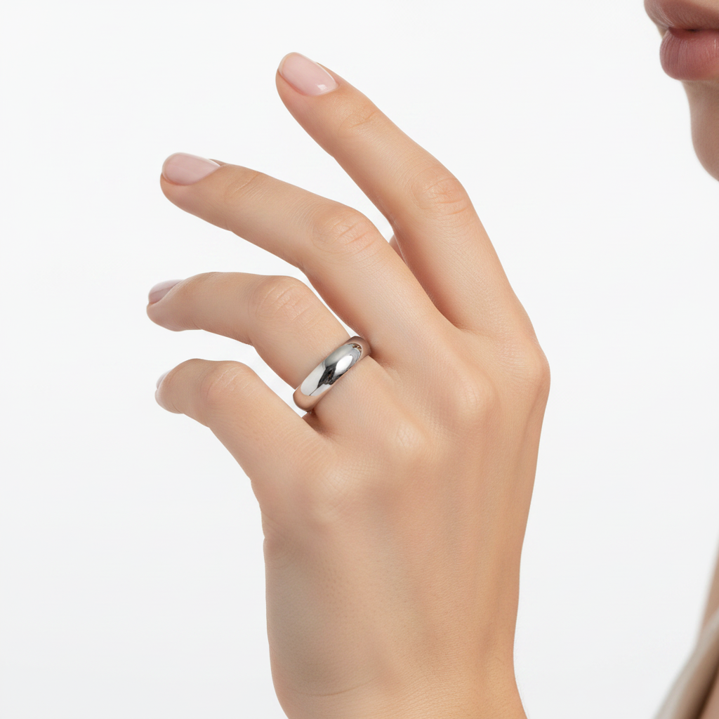 925 Sterling Silver Half Dome Ring 4mm