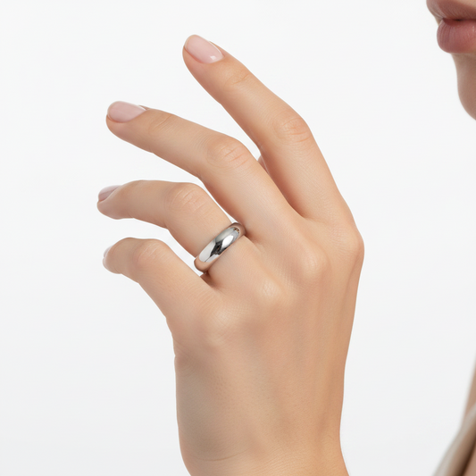 925 Sterling Silver Half Dome Ring 4mm