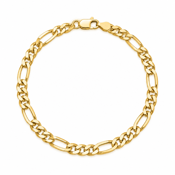 18K Yellow Gold Figaro Chain Bracelet