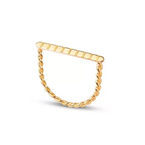 18K Yellow Gold Square Shape Ring Rope Style