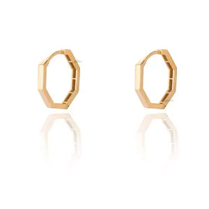 Yellow Gold Hexagon Earrings, 18k, 2.15gr