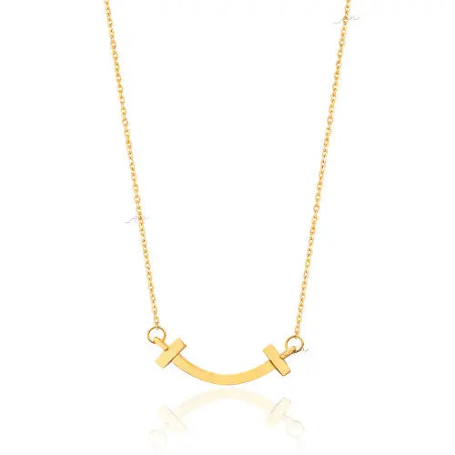 Yellow Gold T smile Design Pendant Necklace, 18k, 2.8gr