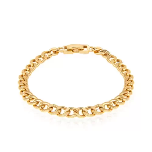 Yellow Gold Curb links Bracelet, 18k, 7 Inches, 5.37gr