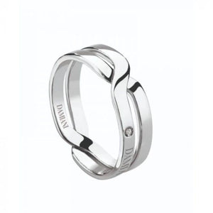 White Gold Separatable Damiani Abbraccio Puzzle Diamond Ring. 18k, 3.5gr, .02ct