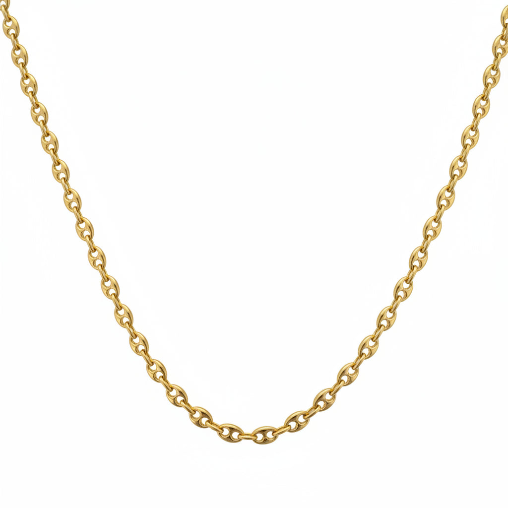 14K Yellow Gold Puffed Anchor Link Chain 20"