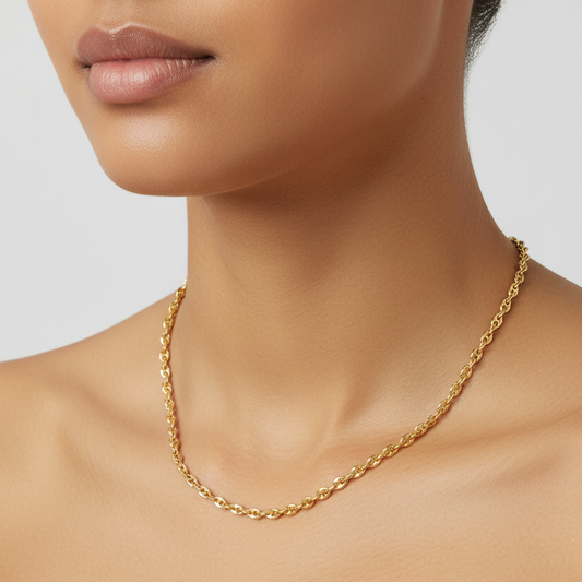 14K Yellow Gold Puffed Anchor Link Chain 20"