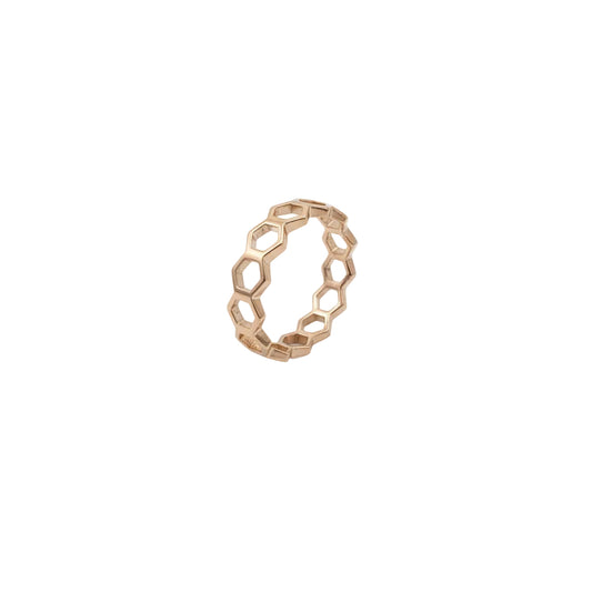 18K Rose Gold Open Honeycomb Ring 5mm 2.3gr