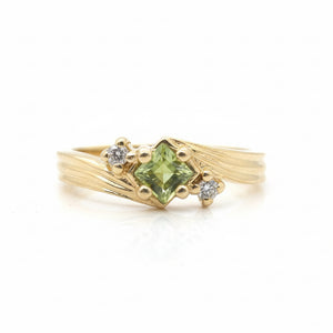 14k Yellow Gold Peridot Diamond Accent Ring