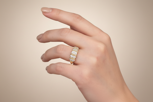 14K Yellow Gold Five – Row Diamond Cluster Band TDW: 0.38ct SI 2. HI