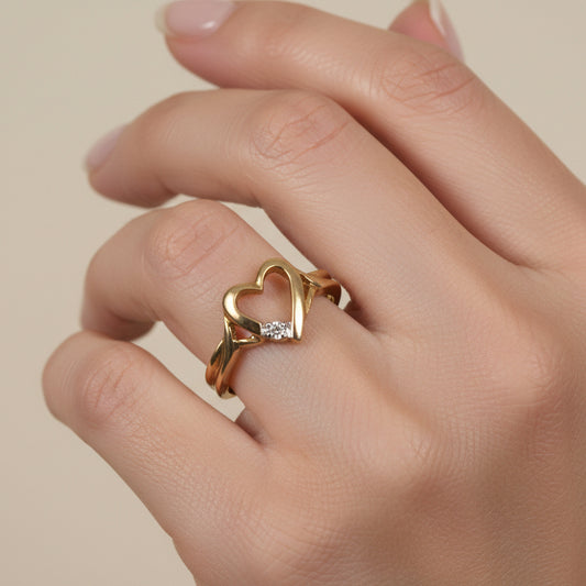 10k Yellow Gold Heart Diamond Ring