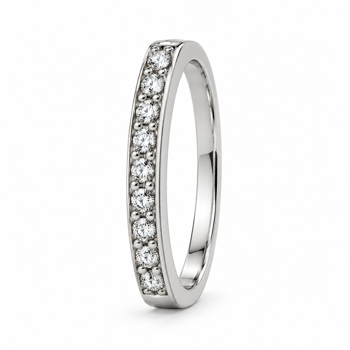 14K White Gold Diamond Row Band