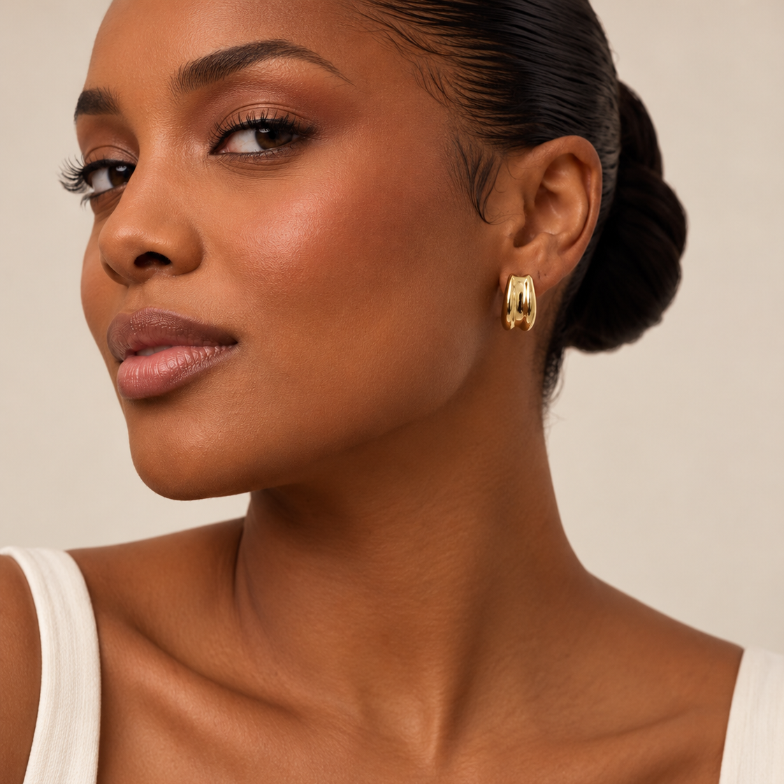 925 Sterling Silver Gold Plated Sculpted Half-Hoop Earrings