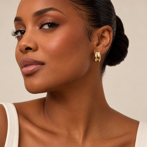 925 Sterling Silver Gold Plated Sculpted Half-Hoop Earrings