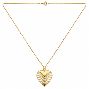 18K Yellow Gold Openwork Heart Pendant Necklace