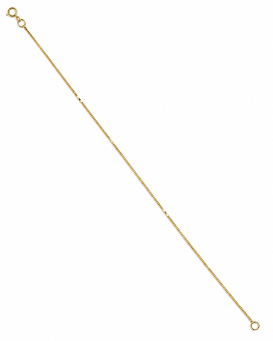 18K Yellow Gold Box Chain Anklet 0.63mm